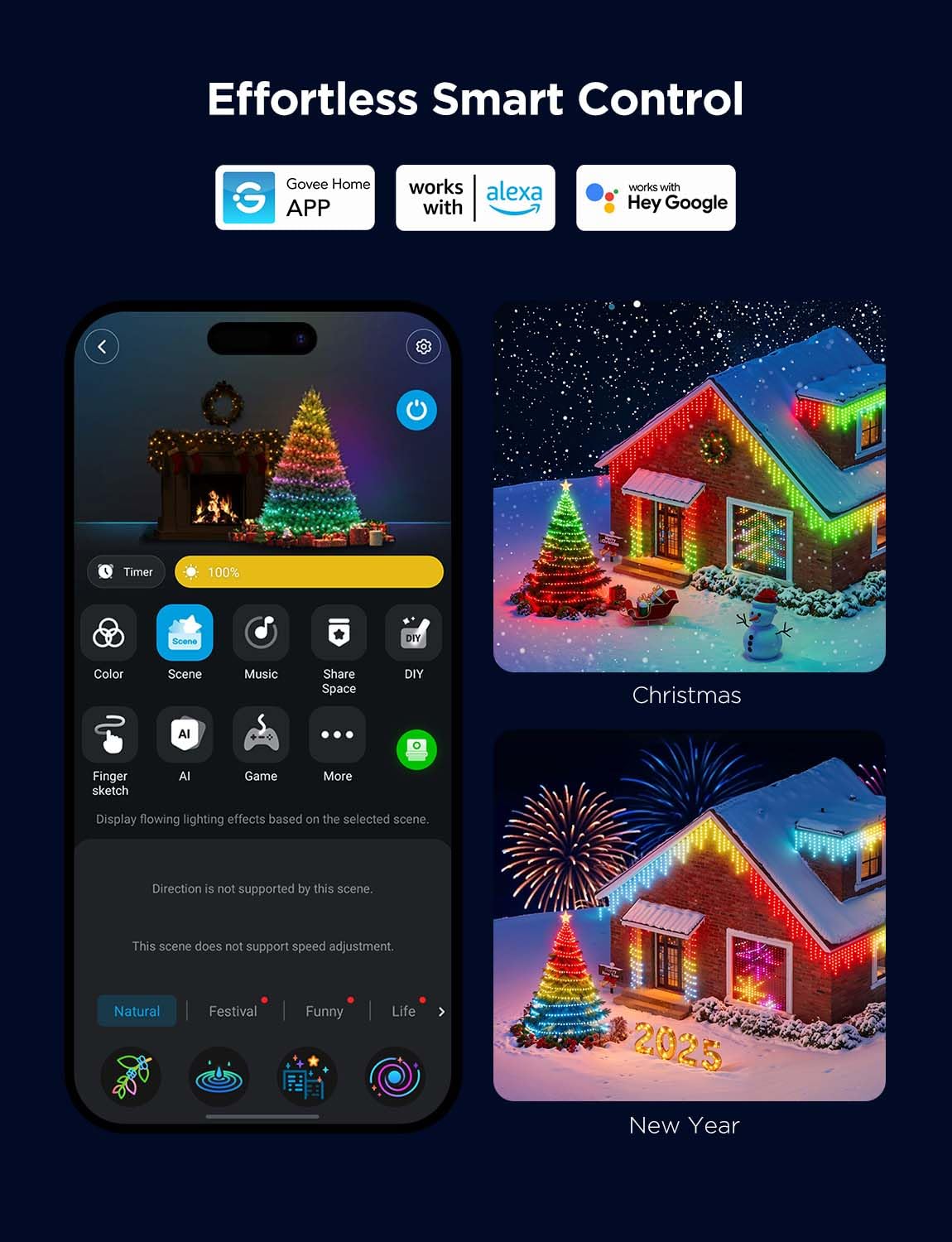Govee DreamView music sync demo displaying lights reacting to holiday music