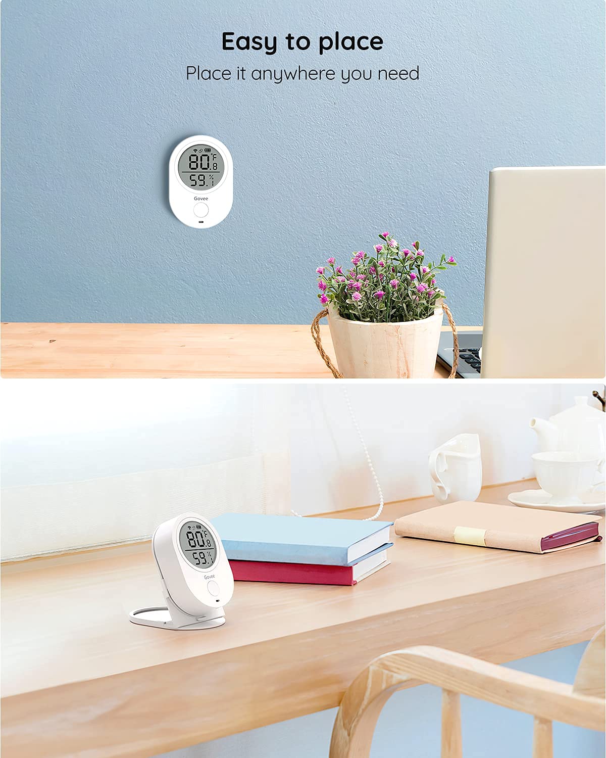Govee Home app screenshot with alert notification showing remote monitoring benefit