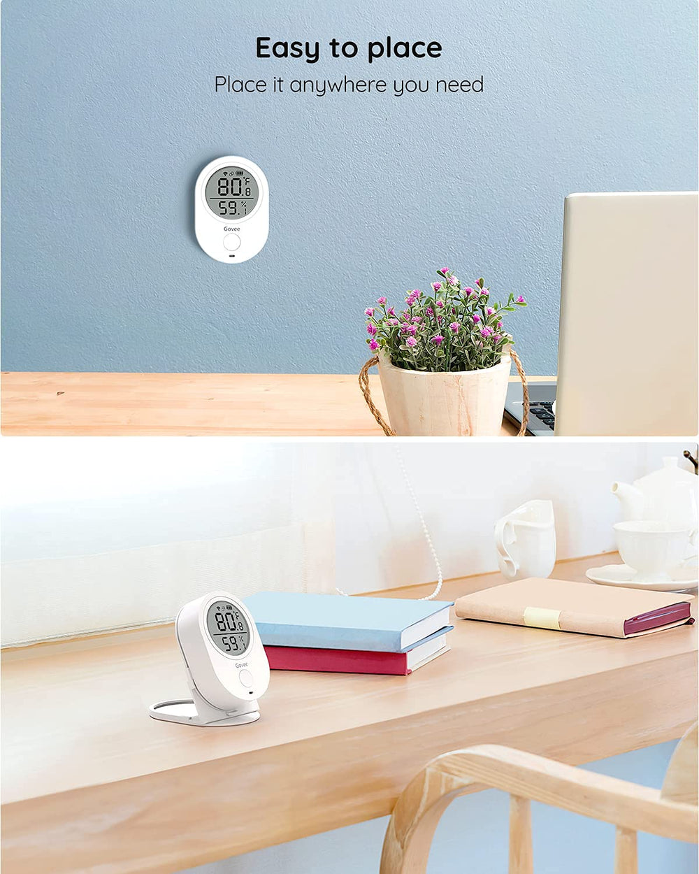 Govee Home app screenshot with alert notification showing remote monitoring benefit
