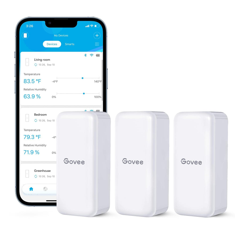 Govee H5100 front view showing compact casing and display for easy placement