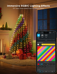 Govee lights installed on 8ft tree showing even brightness