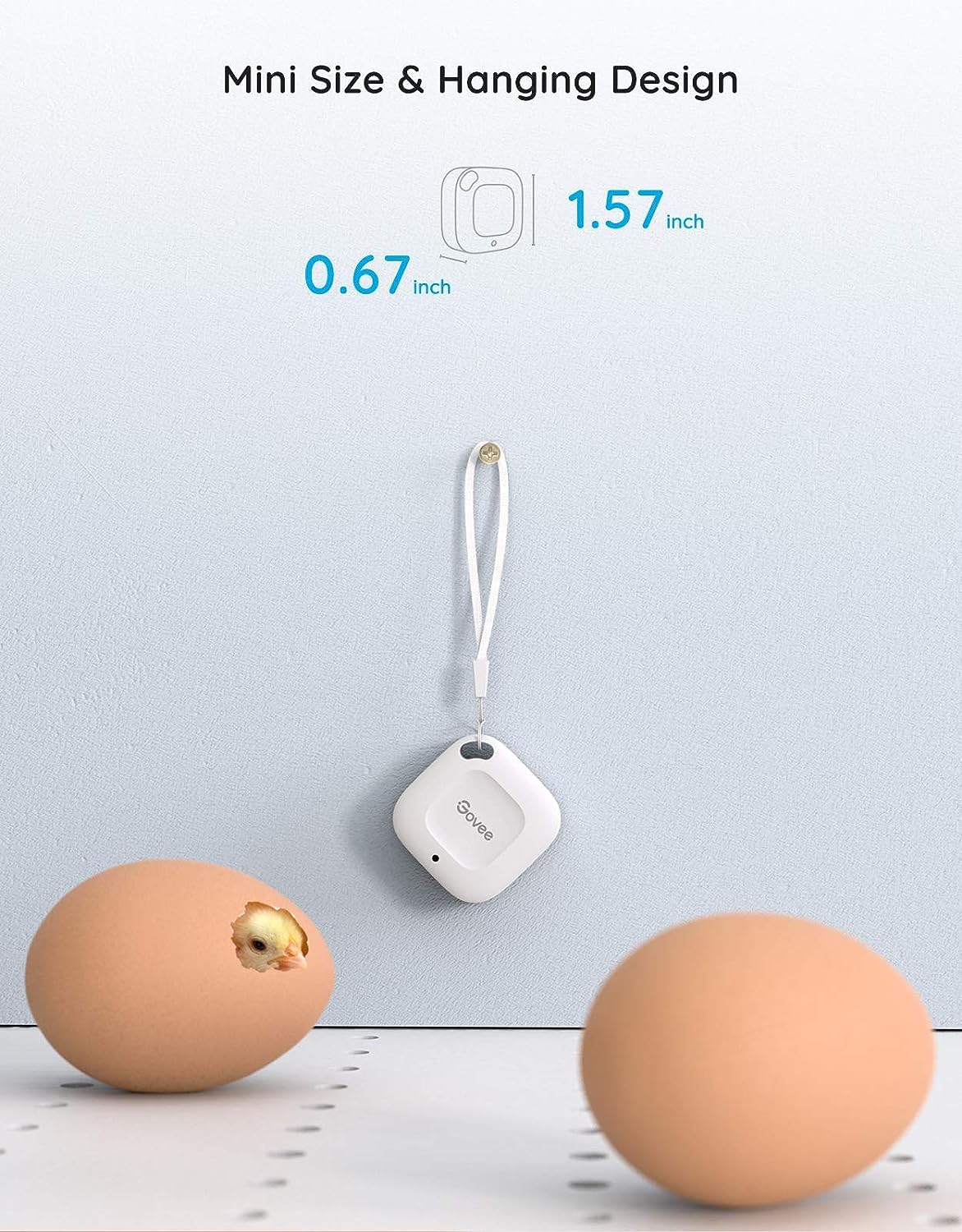 Govee sensor placed on bookshelf demonstrating discreet monitoring of room conditions
