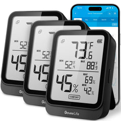GoveeLife H5104 front display showing temperature and humidity for quick checks