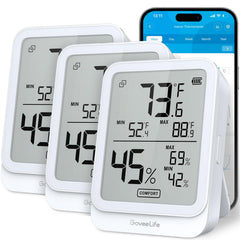 GoveeLife H5104 front LCD display showing temperature and humidity for quick checks