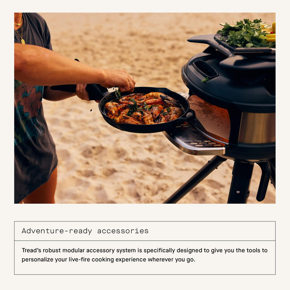 Gozney Tread baking a 12-inch pizza outdoors demonstrating fast high-heat cooking