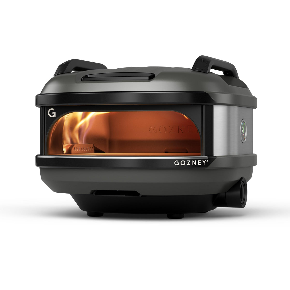 Gozney Tread front view showing compact oven and handles for easy transport