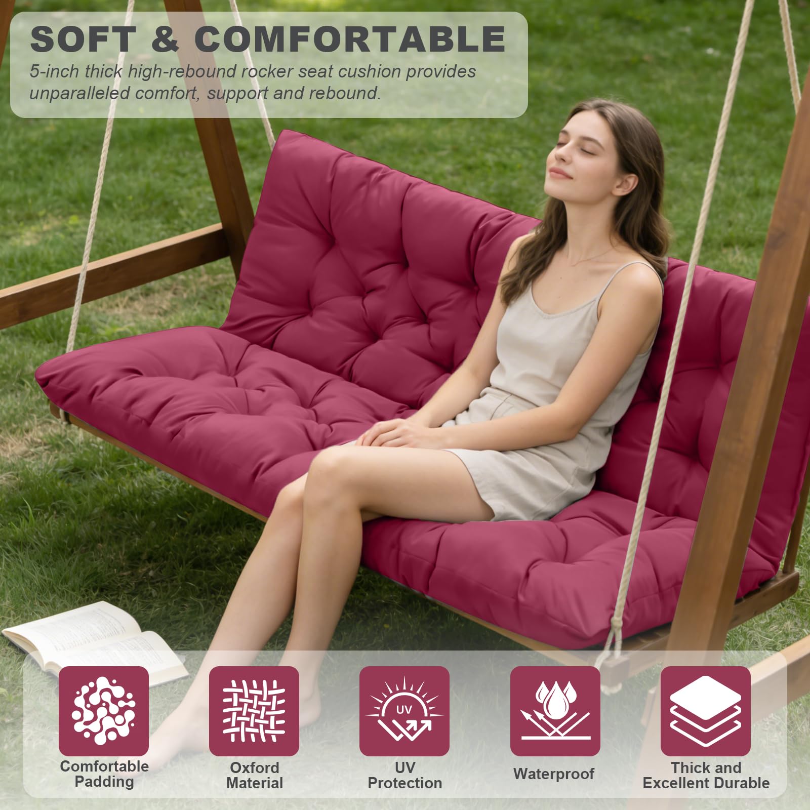 GPQAWER backrest detail showing stitching and support for relaxed seating