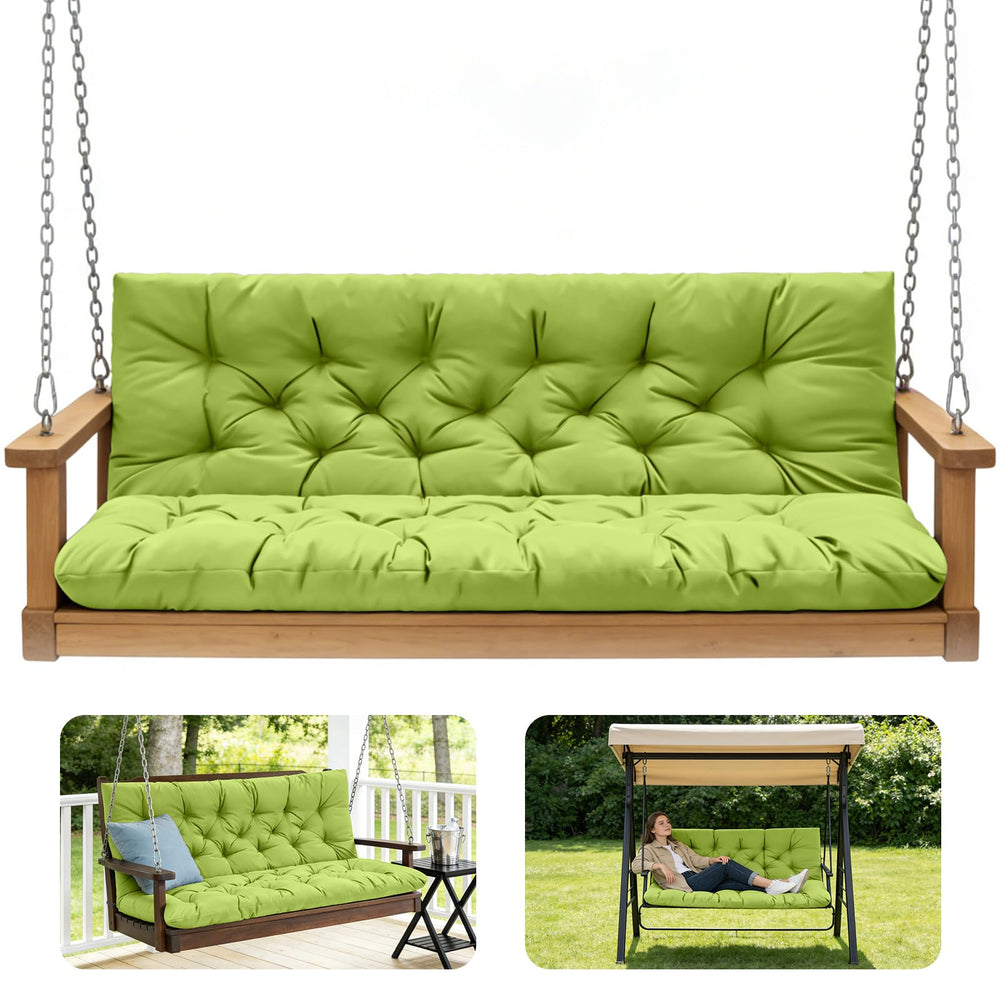 GPQAWER front view showing grass green three-seater cushion, adds instant comfort