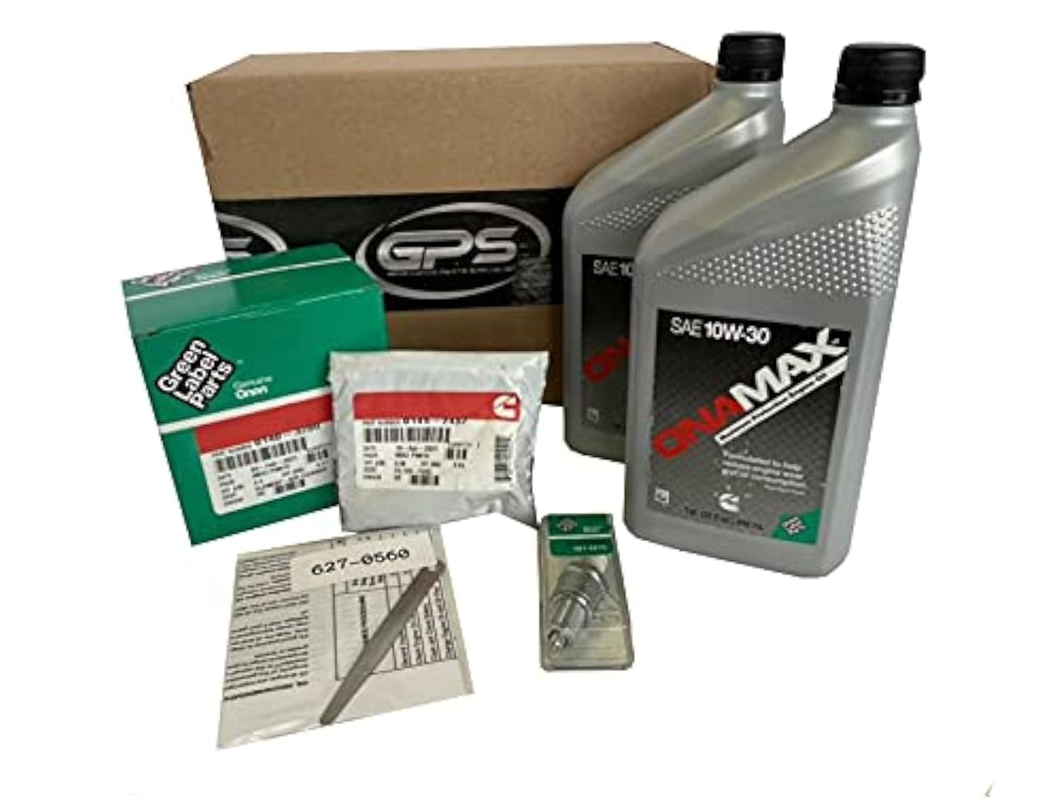 GPS kit layout showing all Onan OEM parts and included oil for easy identification and convenience