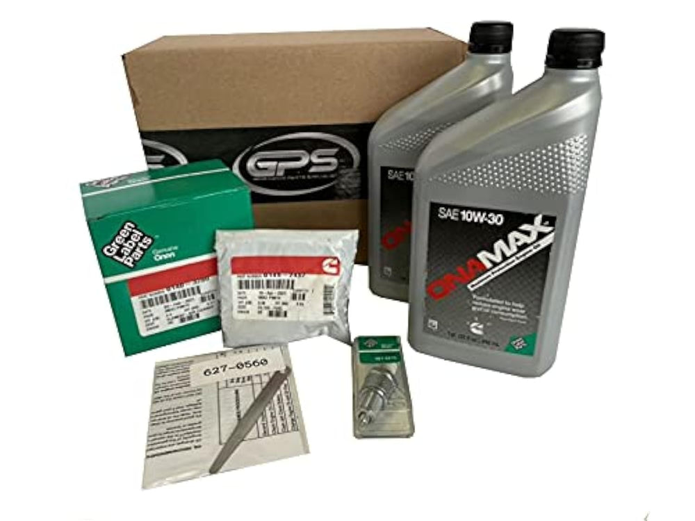 GPS kit layout showing all Onan OEM parts and included oil for easy identification and convenience
