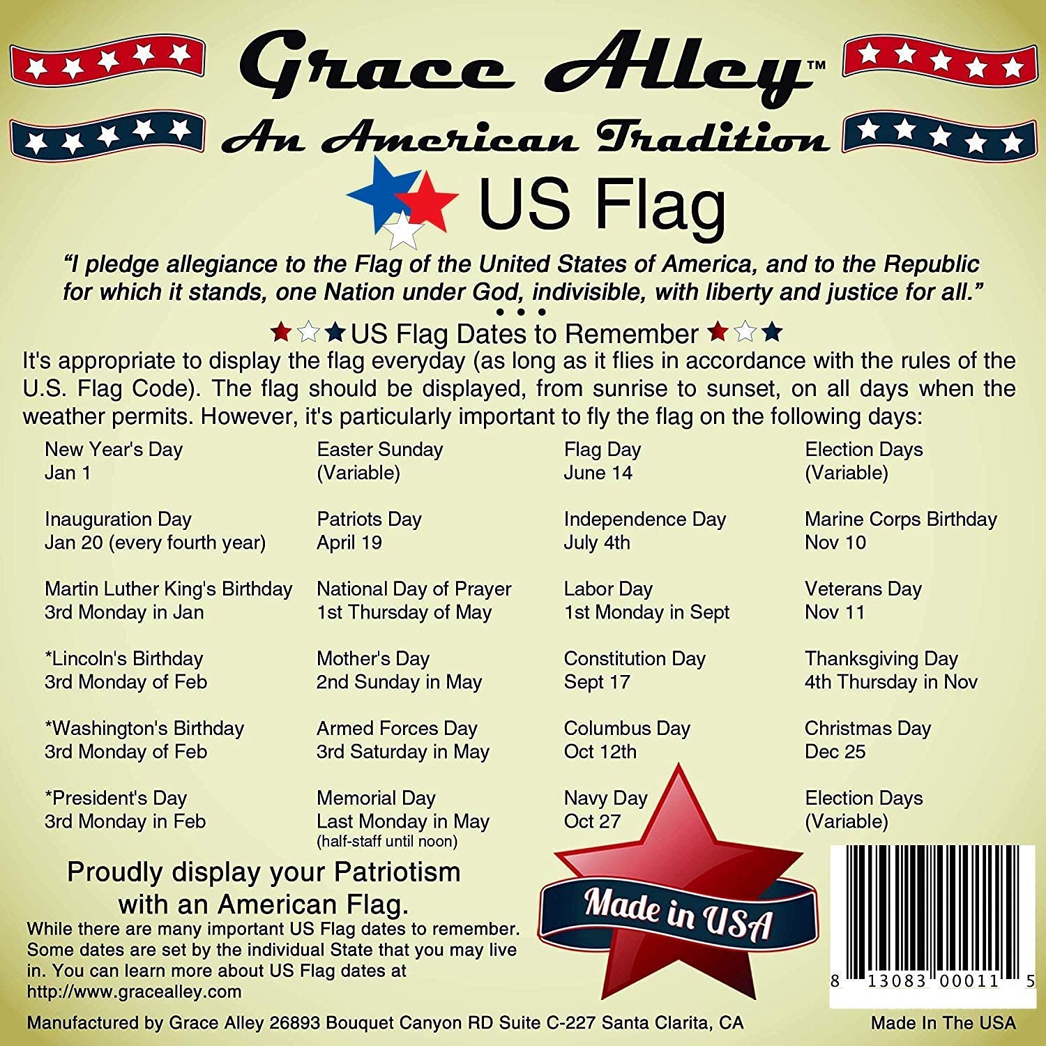 Grace Alley lifestyle patriotic setting with flag adding dignified outdoor decor