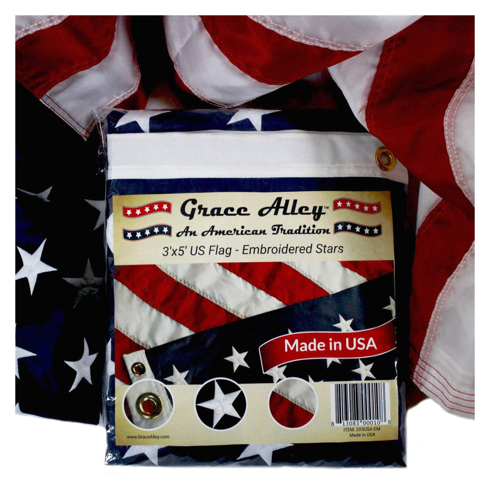 Grace Alley flag on a front porch conveying curb appeal and respectful display
