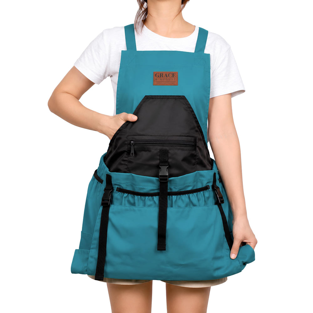 Grace and August front view showing full apron and pockets for easier gardening