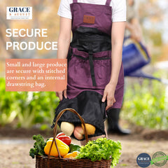 Grace and August waterproof drawstring liner detail protecting produce and canvas from moisture