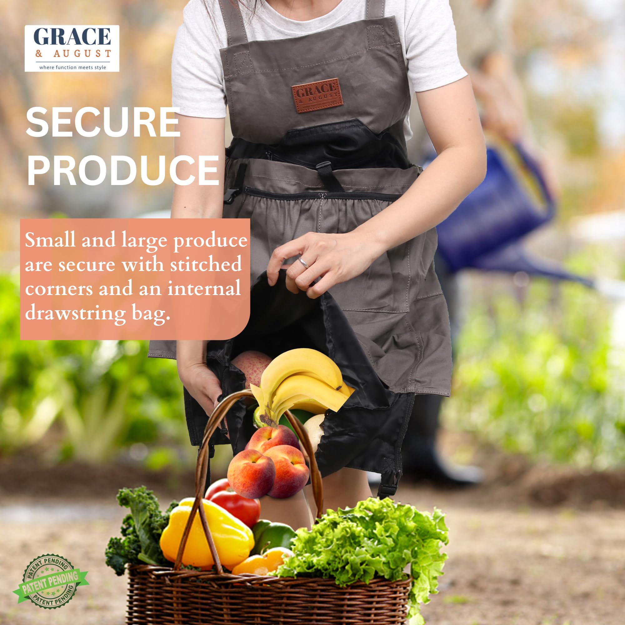 Grace and August waterproof liner detail protecting canvas from damp produce