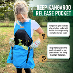 Grampa's Weeder adjustable cross-back straps distributing weight for shoulder comfort