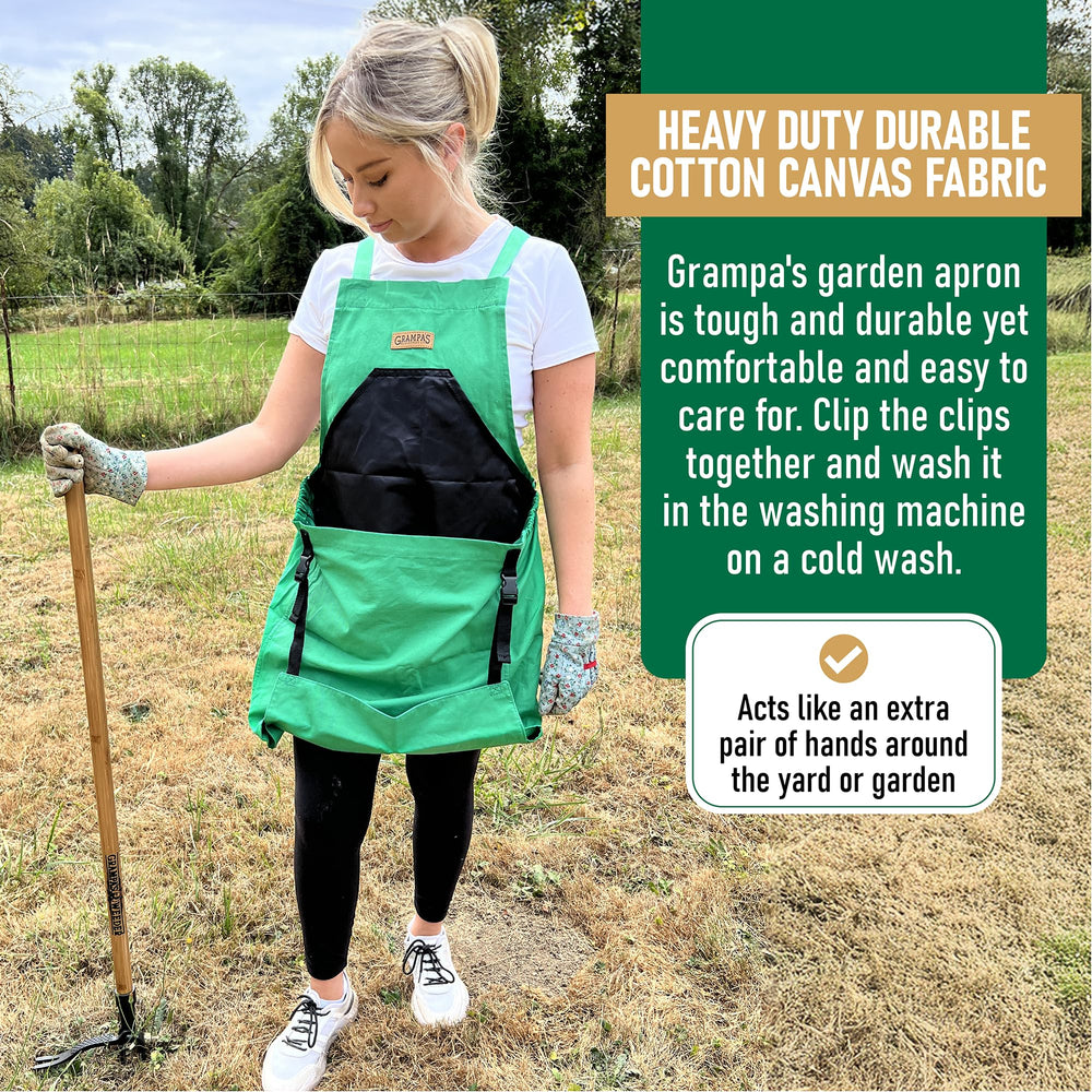 Grampa's Weeder chest pocket detail with waterproof lining protecting phone and seeds