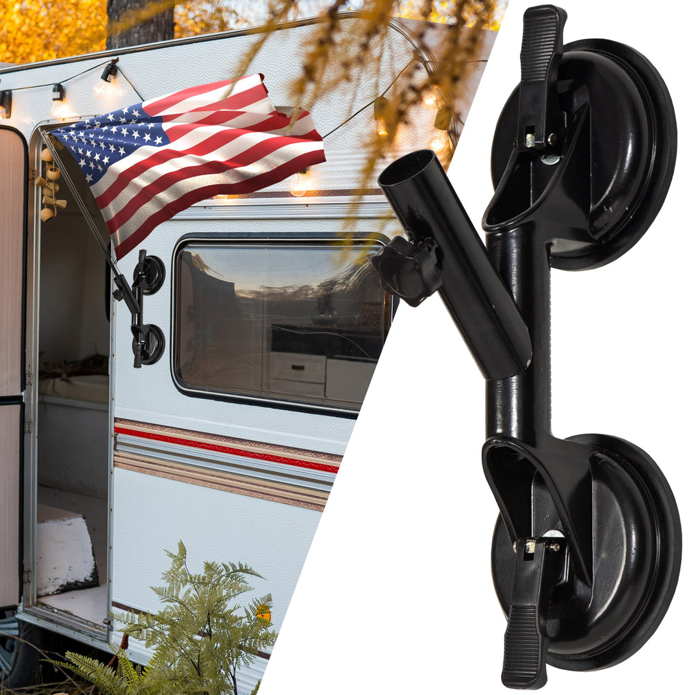 Granatan front view of flag pole holder showing mount and tube for easy display