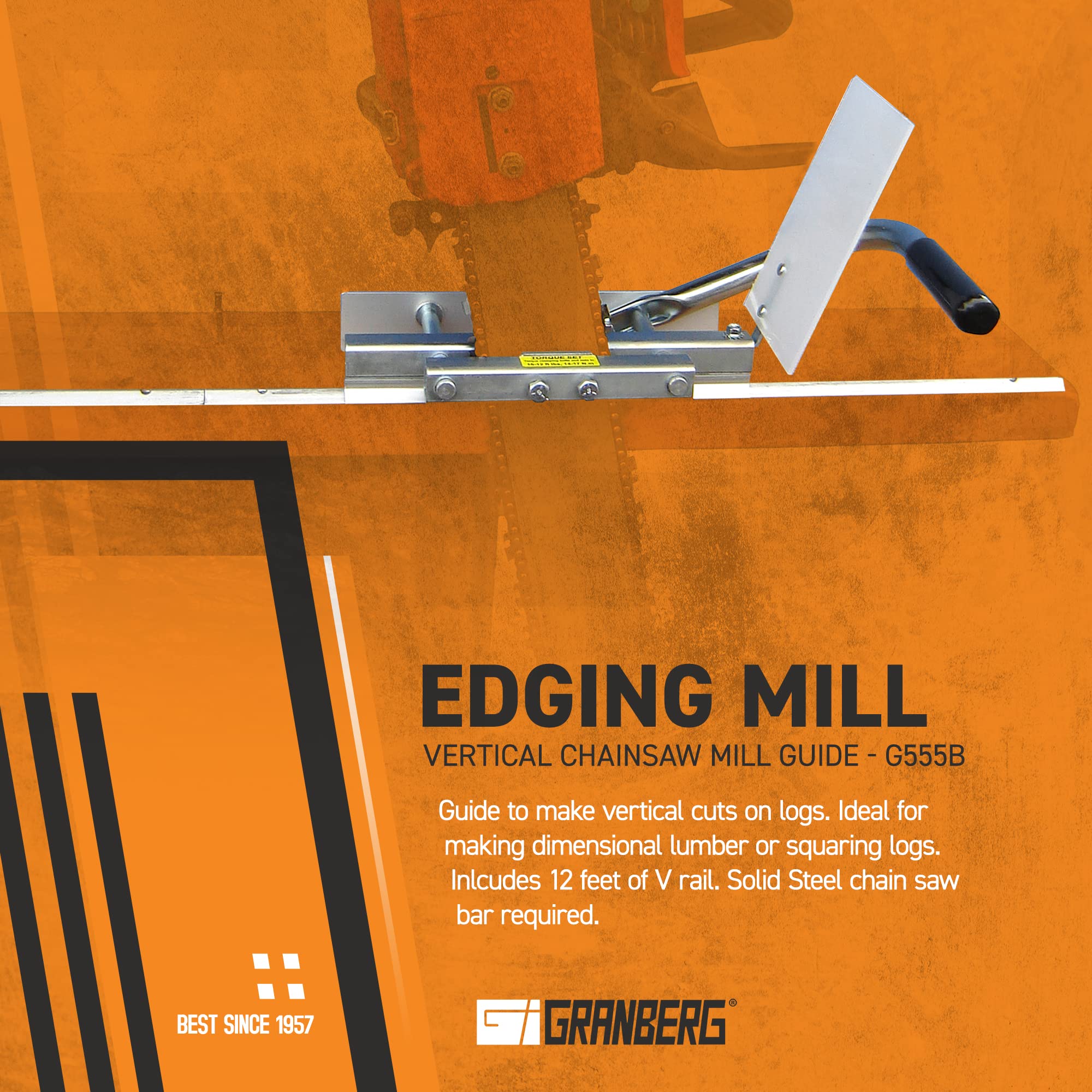 Granberg G555B V-rail and aluminum extrusion close-up for precision