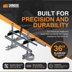 Granberg attached to chainsaw bar demonstrating quick clamp setup advantage