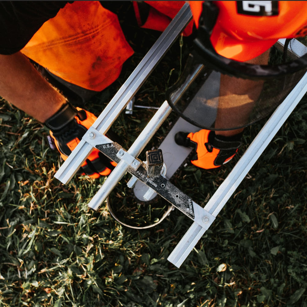 Granberg used at cabin build site showing practical on-site milling benefit