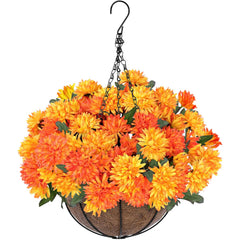 Grandeal front view of hanging basket showing full fall bloom and curb appeal