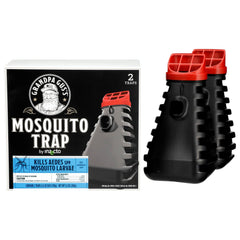Grandpa Gus's front packaging showing two traps and product benefit protection