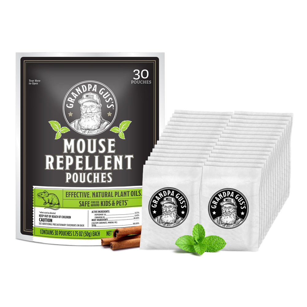 Grandpa Gus's front packaging showing 30-count pouch box and clear labeling for easy storage