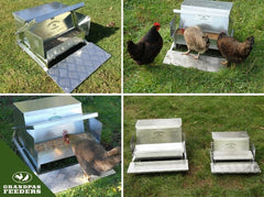 Grandpa's Feeders close-up galvanized hopper showcasing weatherproof durability