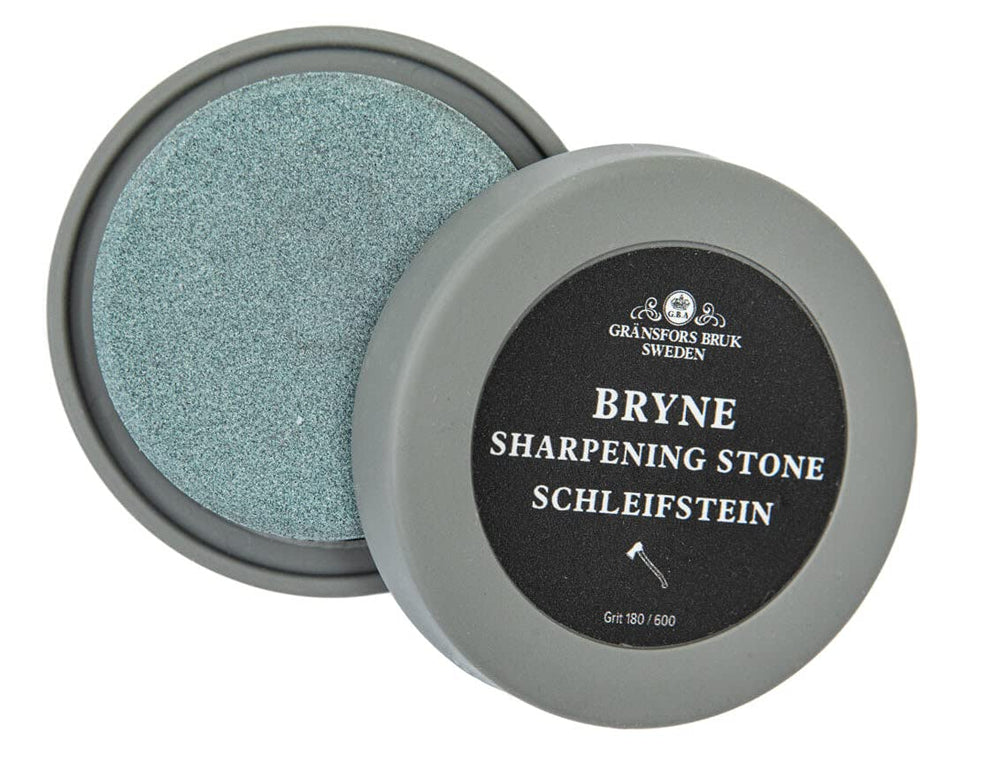 Gränsfors Bruk ceramic grinding stone top view showing dual grit faces for sharpening