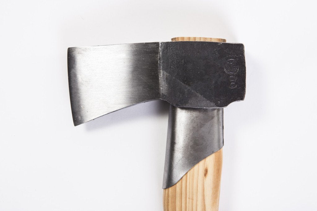 Gränsfors Bruks close-up of forged concave blade to show sharpness and quick penetration