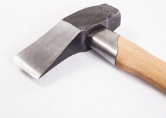 Gränsfors Bruks handle detail with grip grooves and steel collar for secure, durable hold