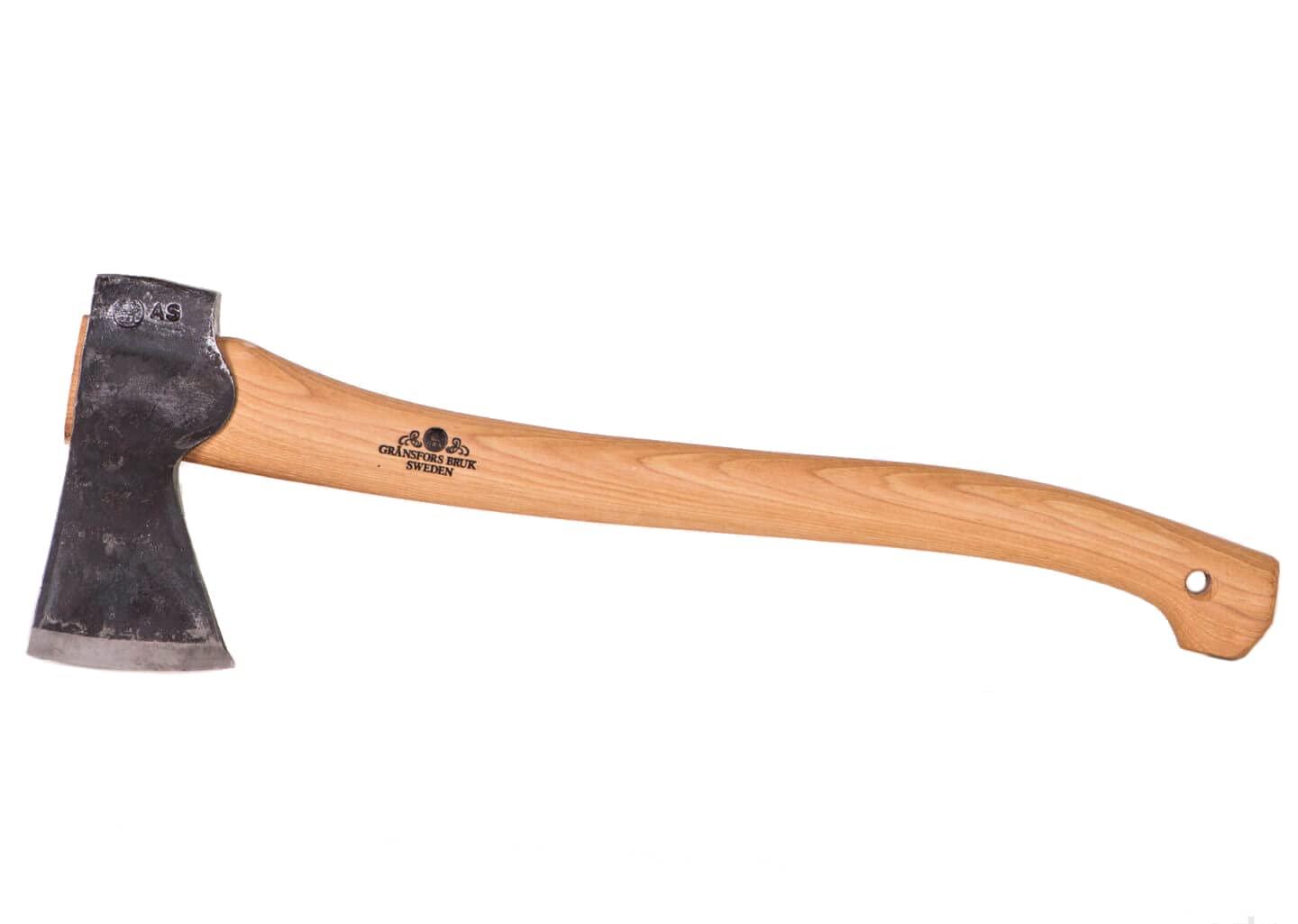 Gränsfors Bruks Small Forest Axe front view showing head and handle, demonstrating quality and balance