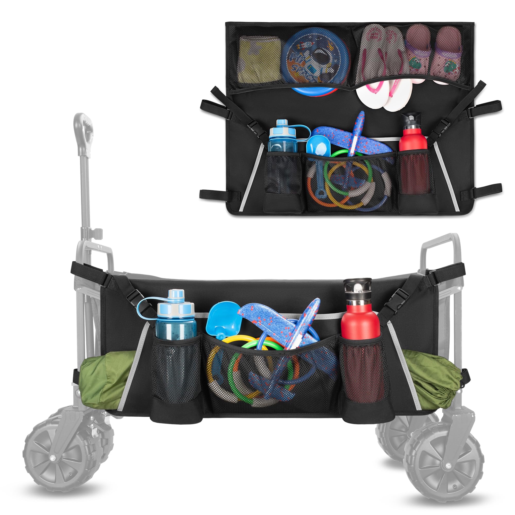 GRAOSO front view showing full side pocket and organized storage benefit