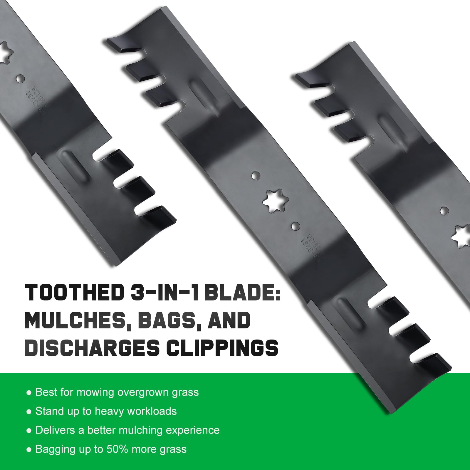 Grasscool blades in packaging with label showing compatible model list