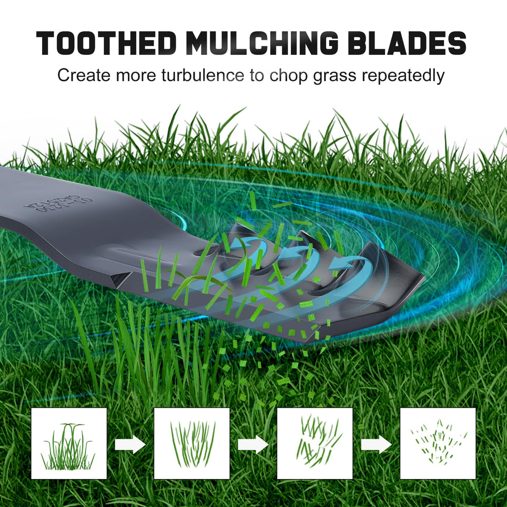 Grasscool blade underside showing 7/8 inch air lift profile for improved mulching