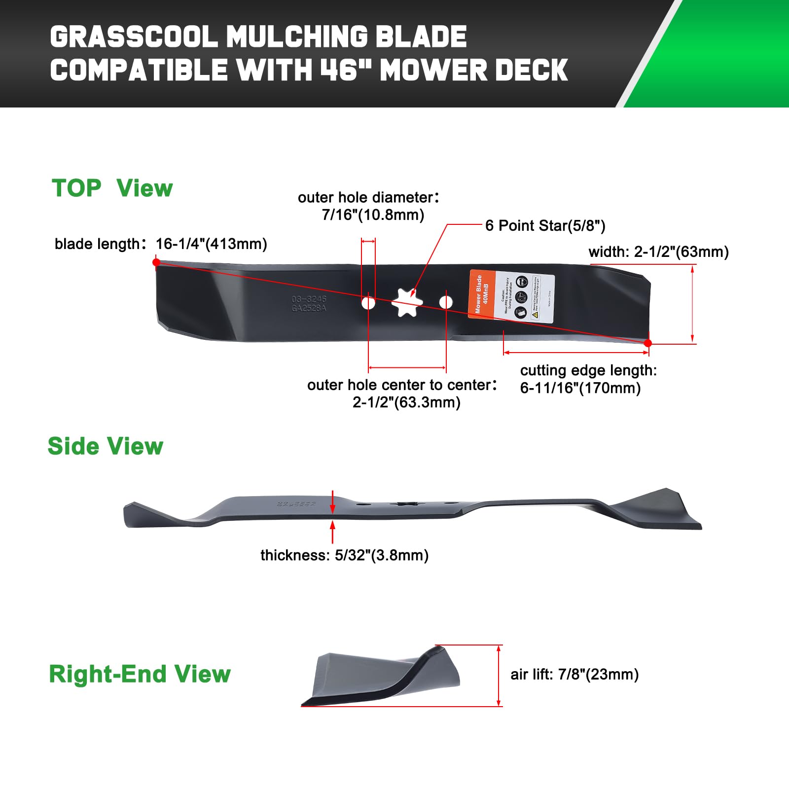 Grasscool blades in use on riding tractor showing improved mulch distribution