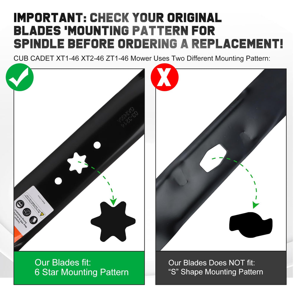 Grasscool blades mounted on a 46-inch mower deck for exact fit