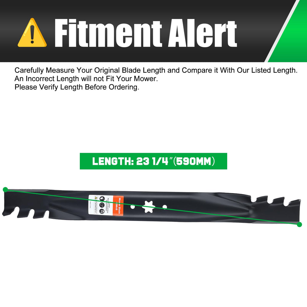 Grasscool blade next to ruler showing 23-1/4 inch length and scale