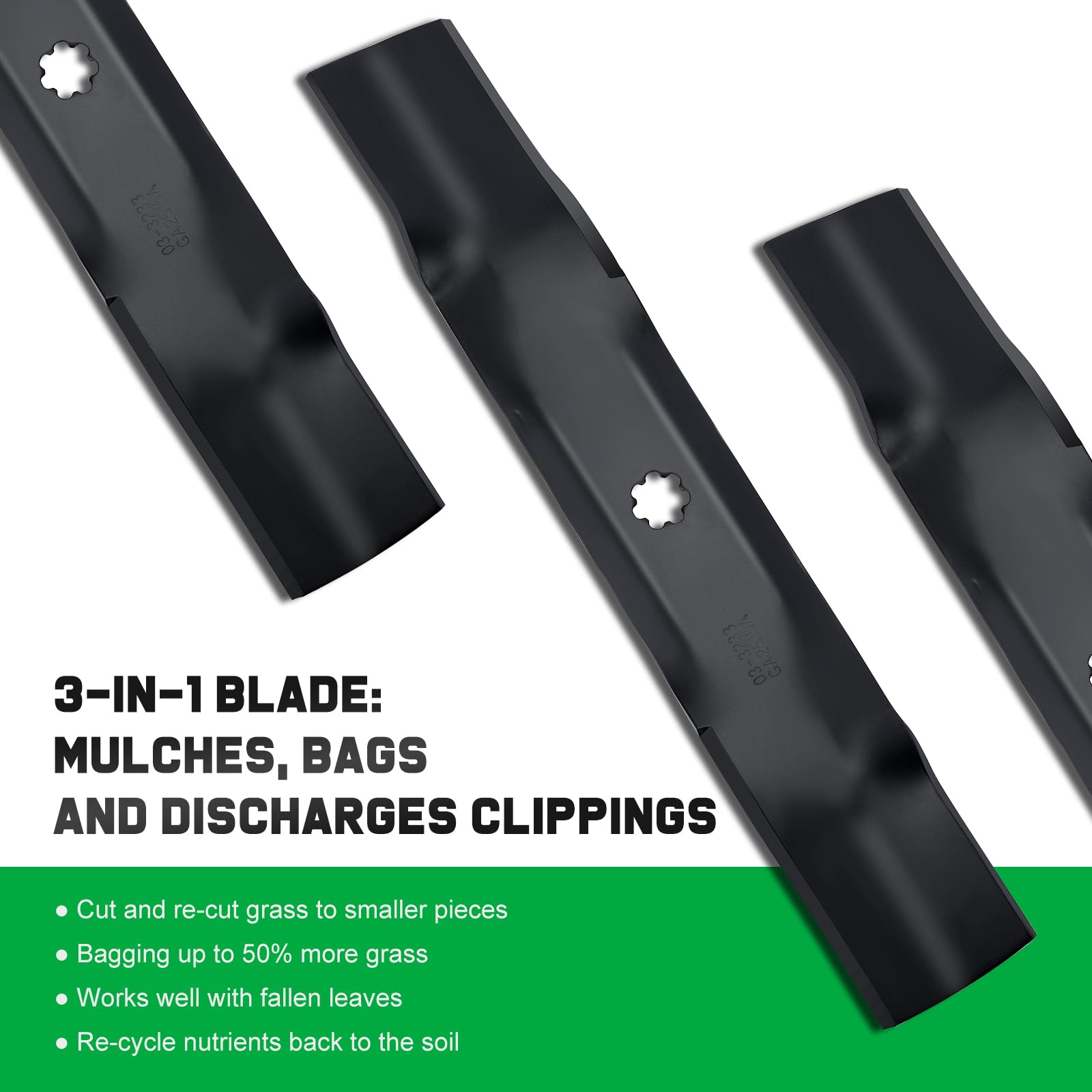Grasscool blade beside ruler showing 17-1/8 inch length for correct sizing