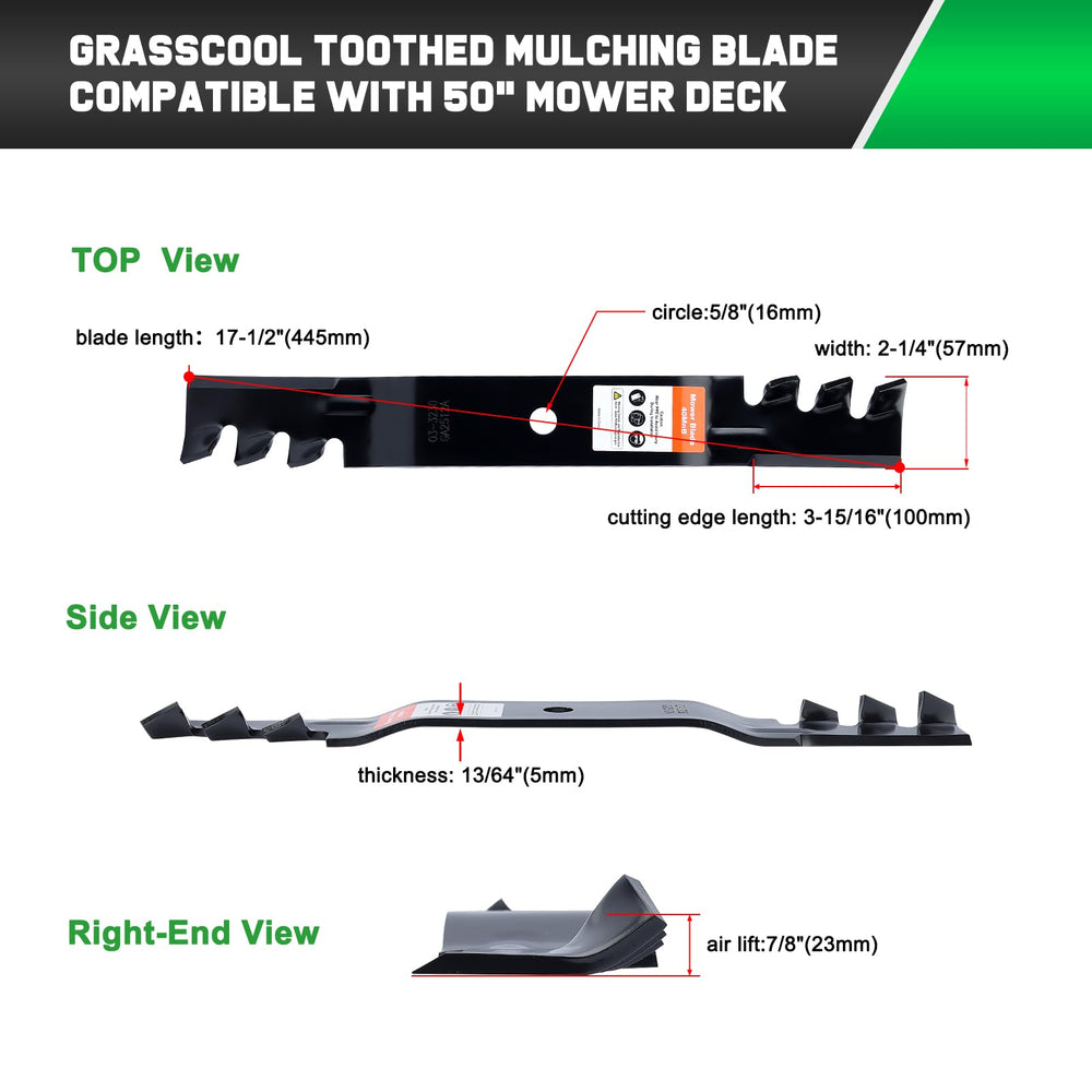 Grasscool three blades stacked together showing consistent manufacture and ready supply