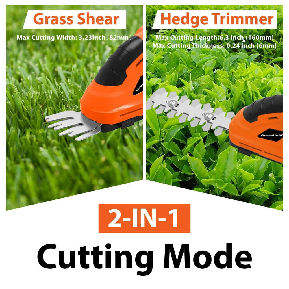 GRASSTIGON close-up of adjustable head locked at an angle for improved reach and comfort