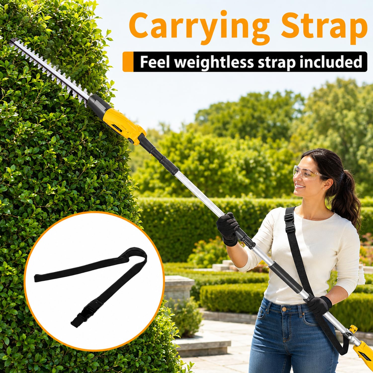 GRASSTIGON length comparison beside person showing 14 ft reach advantage