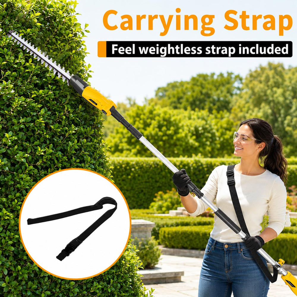 GRASSTIGON length comparison beside person showing 14 ft reach advantage