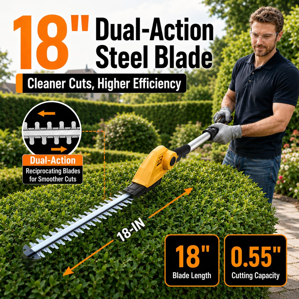 GRASSTIGON adjustable rotating head detail for versatile angle trimming