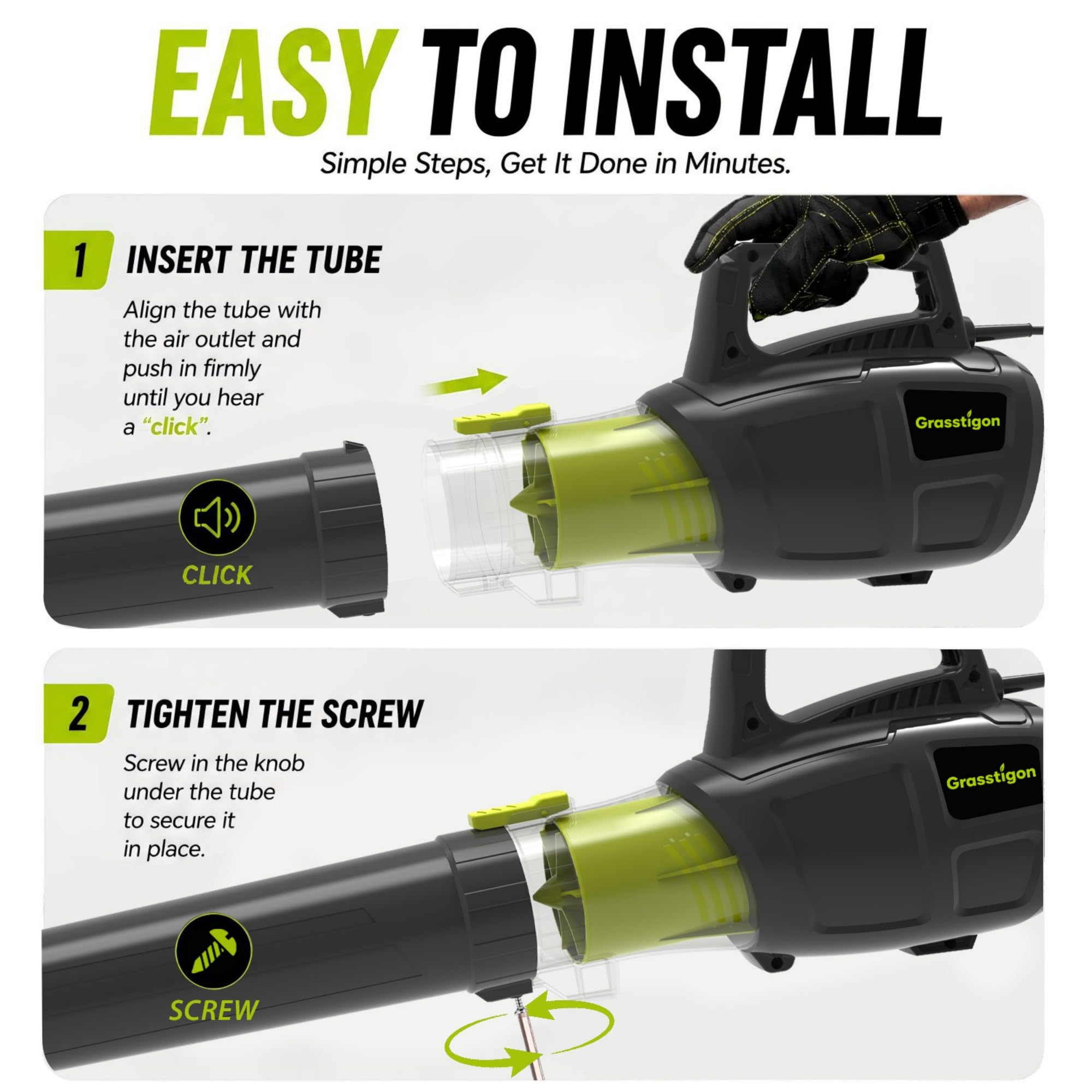 GRASSTIGON handheld next to ruler showing lightweight 5.9 lb portability advantage