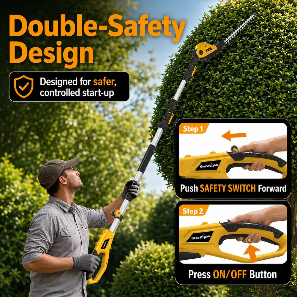 GRASSTIGON with DeWalt battery mounted for cordless convenient power