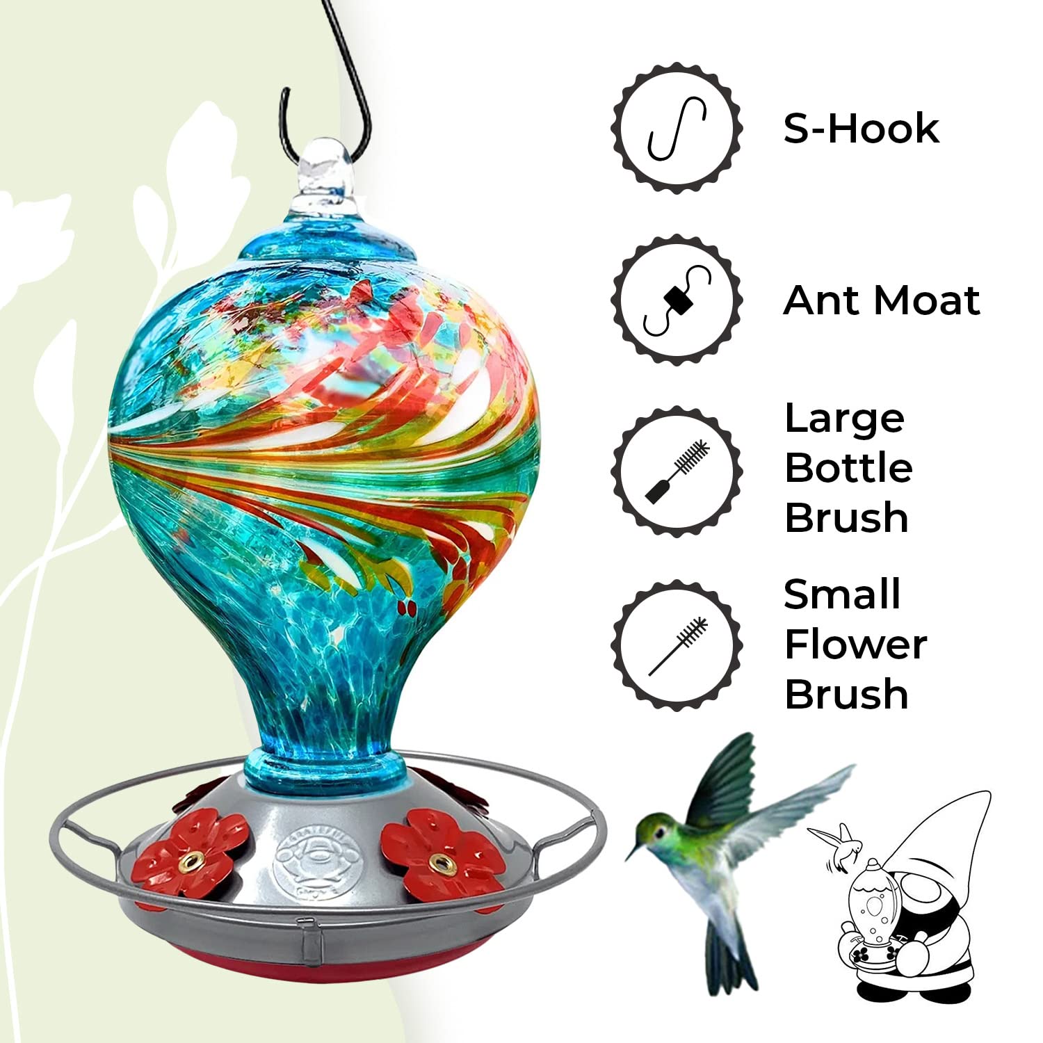 Grateful Gnome stained glass side close-up highlighting durable two-layer color