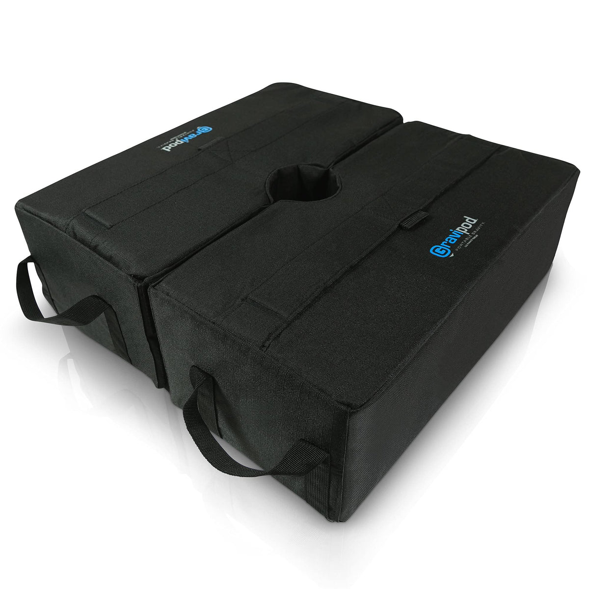 Gravipod DUO front view showing square bags and neat low-profile placement increasing safety