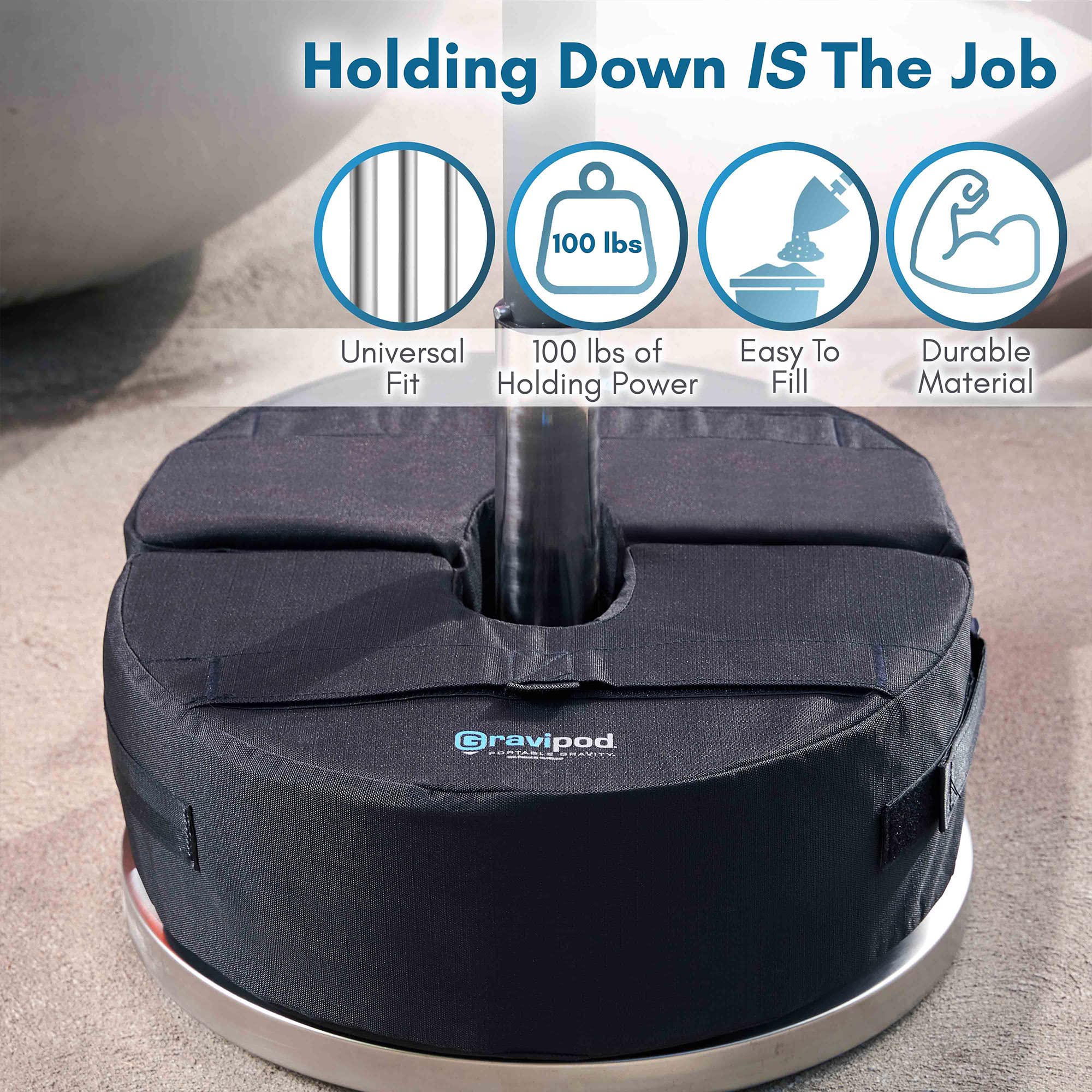 Gravipod DUO zipper and reinforced seam detail showing secure closure and longevity benefit
